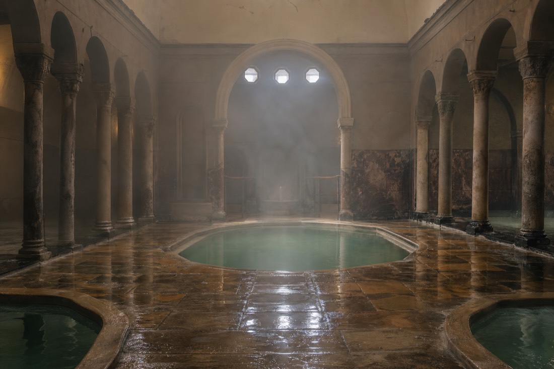 Quiet morning session in the Turkish section of a historic Budapest bathhouse